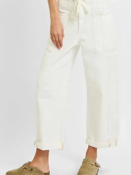 Urban Ease High-Waisted Drawstring Jeans by Risen-Women's Jeans-Shop Z & Joxa