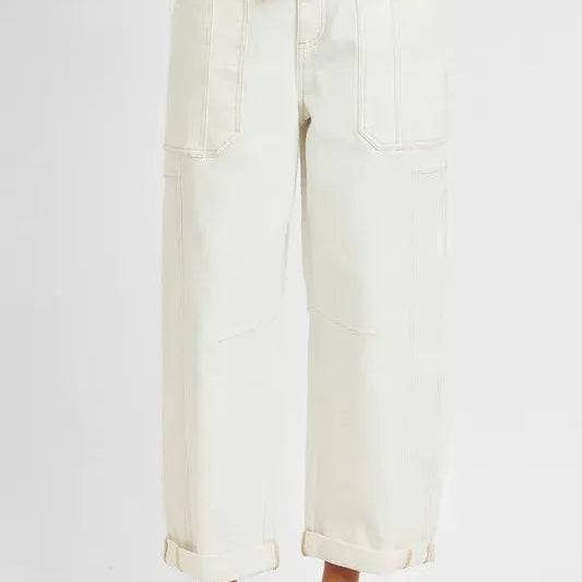 Urban Ease High-Waisted Drawstring Jeans by Risen-Women's Jeans-Shop Z & Joxa