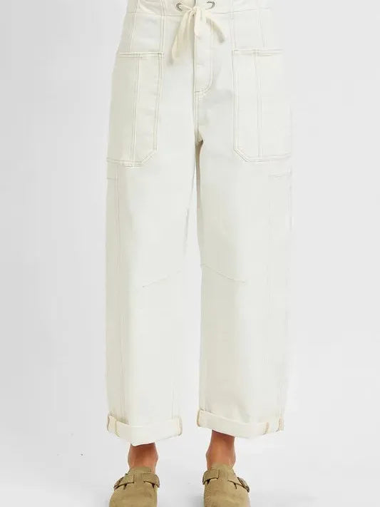 Urban Ease High-Waisted Drawstring Jeans by Risen-Women's Jeans-Shop Z & Joxa