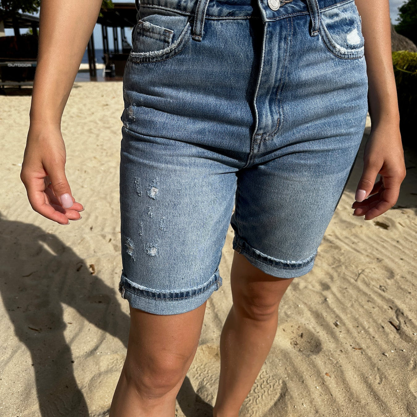 VERVET By Flying Monkey High Fives and Fist Bumps Boyfriend Shorts-Women's Shorts-Shop Z & Joxa