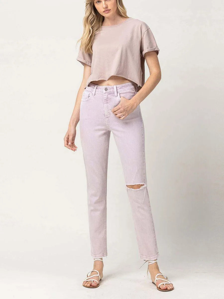 VERVET By Flying Monkey Like a Violet High Waisted Cropped Mom Jeans-Women's Jeans-Shop Z & Joxa