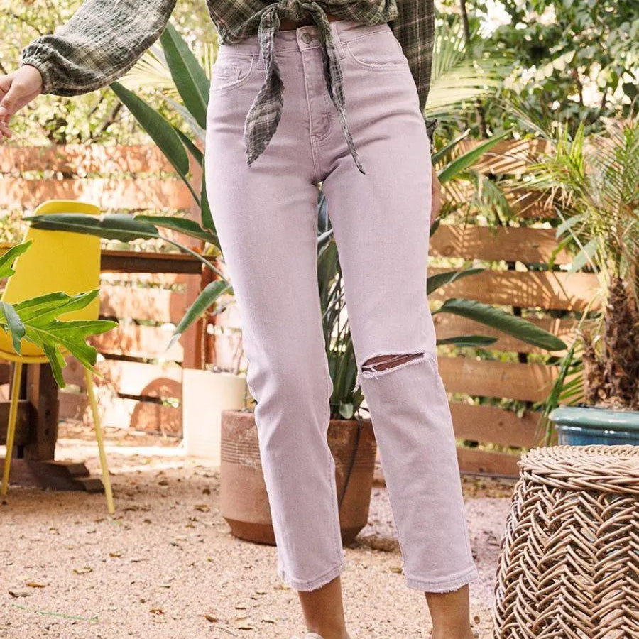 VERVET By Flying Monkey Like a Violet High Waisted Cropped Mom Jeans-Women's Jeans-Shop Z & Joxa