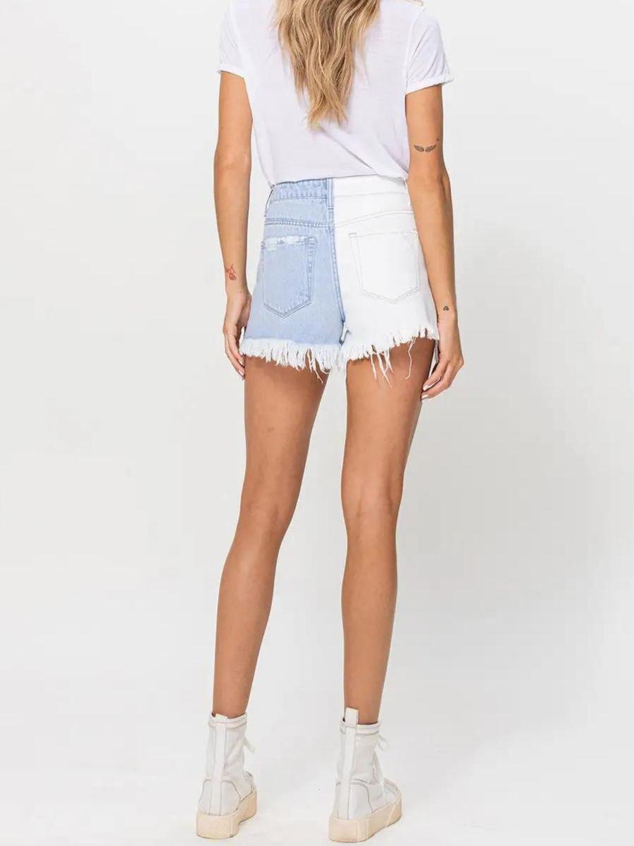 VERVET Half Classic Half Sass Two-Tone High Rise Shorts-Women's Clothing-Shop Z & Joxa