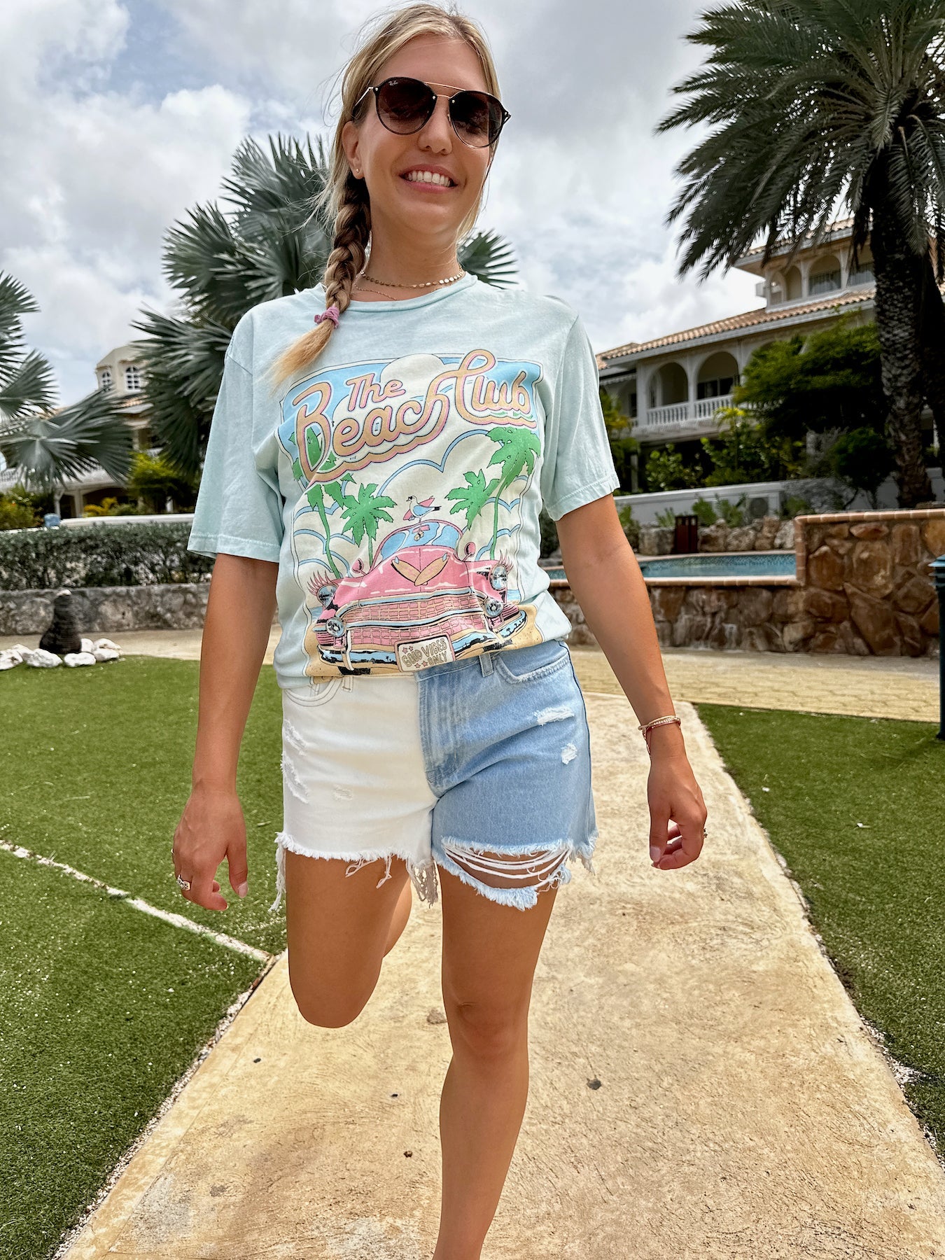 VERVET Half Classic Half Sass Two-Tone High Rise Shorts-Women's Clothing-Shop Z & Joxa