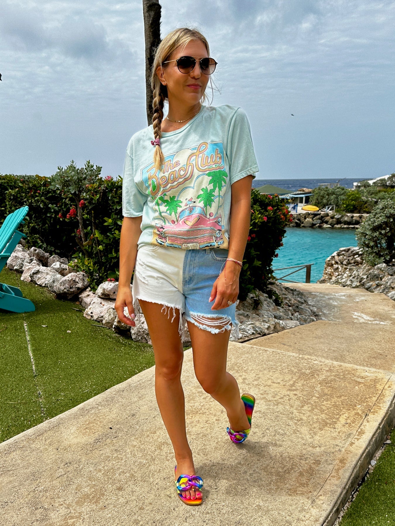 VERVET Half Classic Half Sass Two-Tone High Rise Shorts-Women's Clothing-Shop Z & Joxa