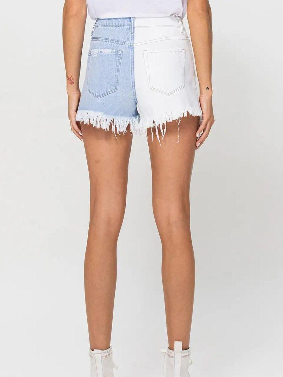 VERVET Half Classic Half Sass Two-Tone High Rise Shorts-Women's Clothing-Shop Z & Joxa