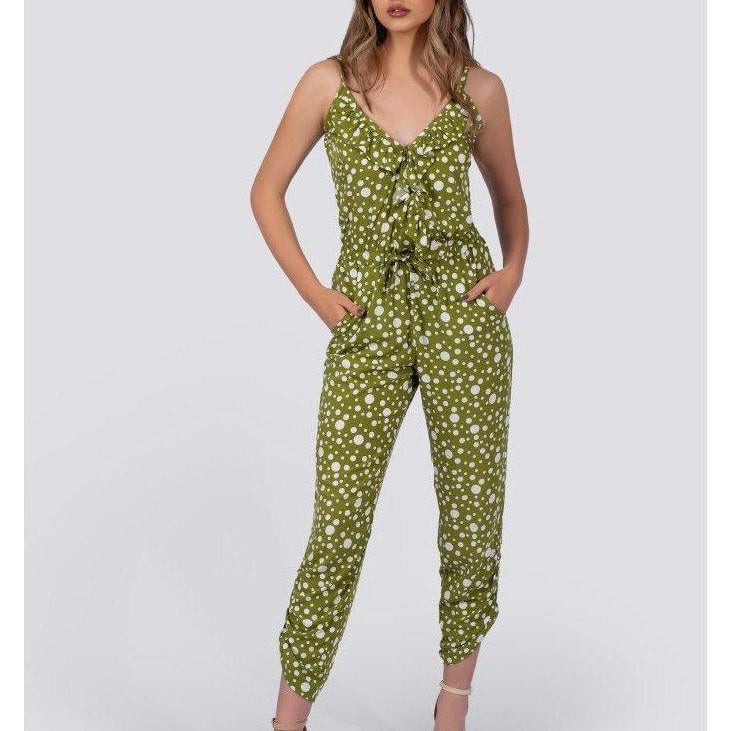 Vintage Green Polka Dot Jumper | Ethical Fashion-Women's Jumpsuits-Shop Z & Joxa