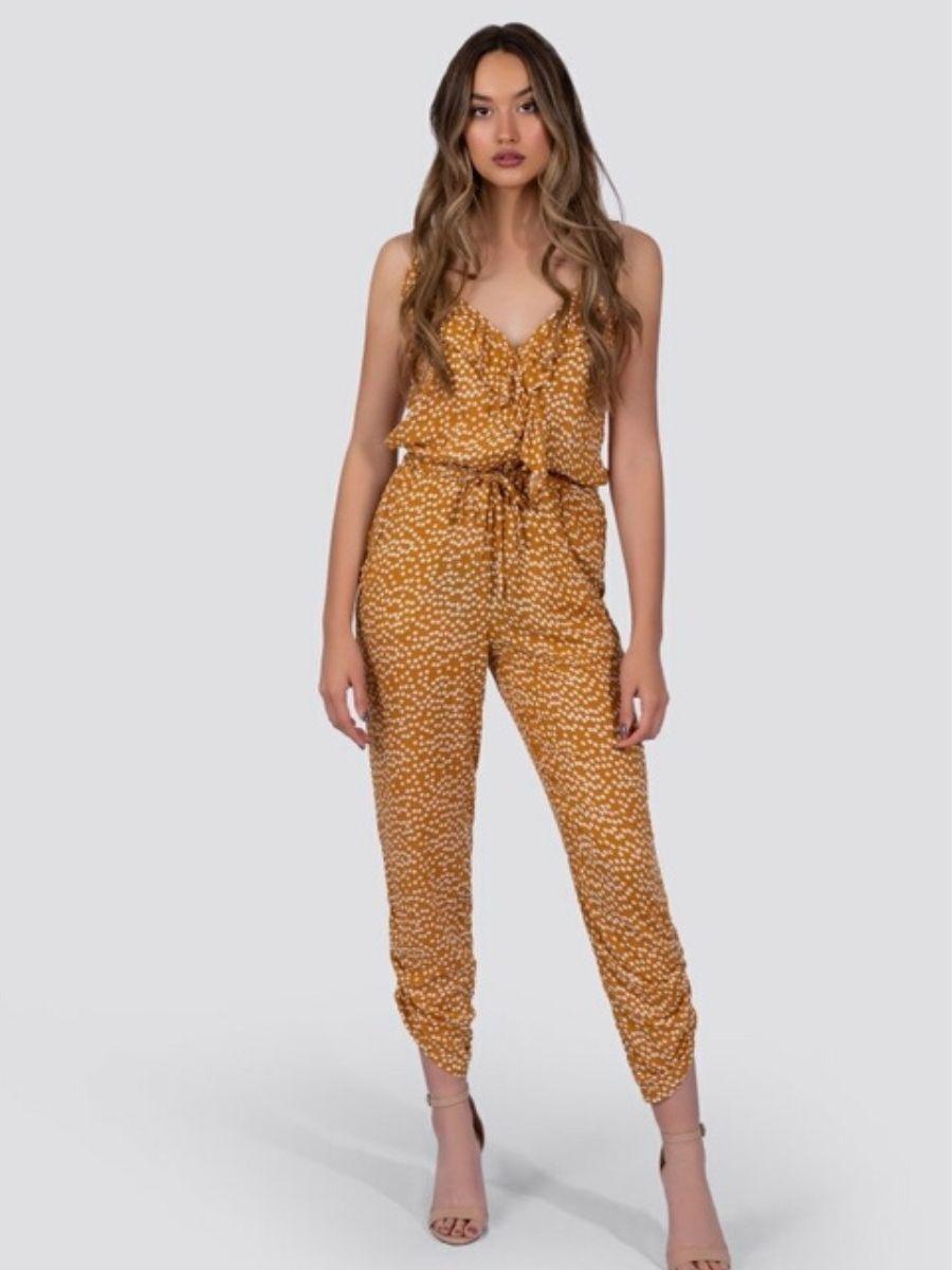 Vintage Yellow Polka Dot Jumper | Ethical Fashion-Women's Jumpsuits-Shop Z & Joxa