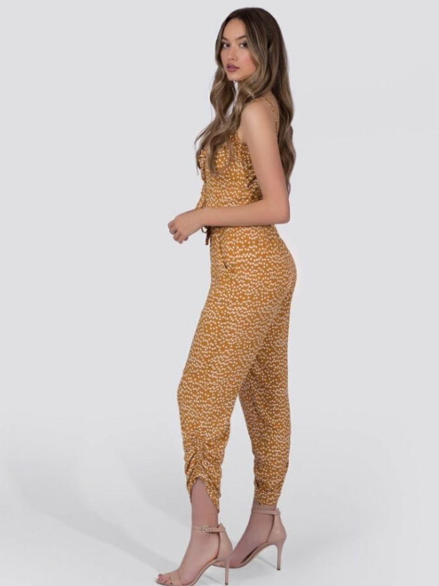 Vintage Yellow Polka Dot Jumper | Ethical Fashion-Women's Jumpsuits-Shop Z & Joxa