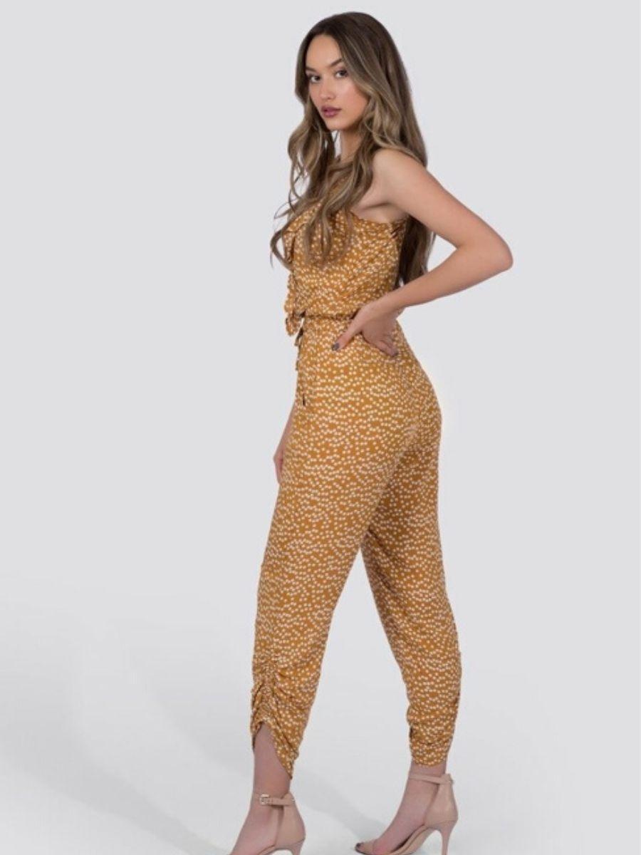 Vintage Yellow Polka Dot Jumper | Ethical Fashion-Women's Jumpsuits-Shop Z & Joxa