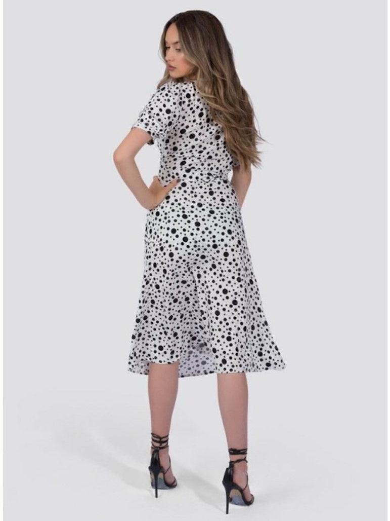 White Polka Dot Midi Dress | Ethical Fashion-Women's Dresses-Shop Z & Joxa