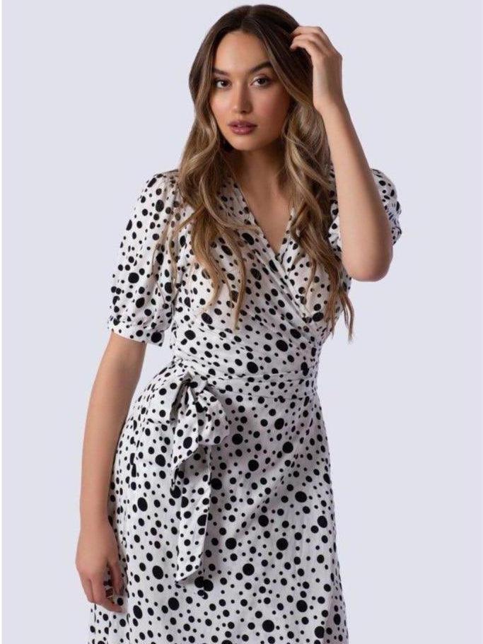 White Polka Dot Midi Dress | Ethical Fashion-Women's Dresses-Shop Z & Joxa