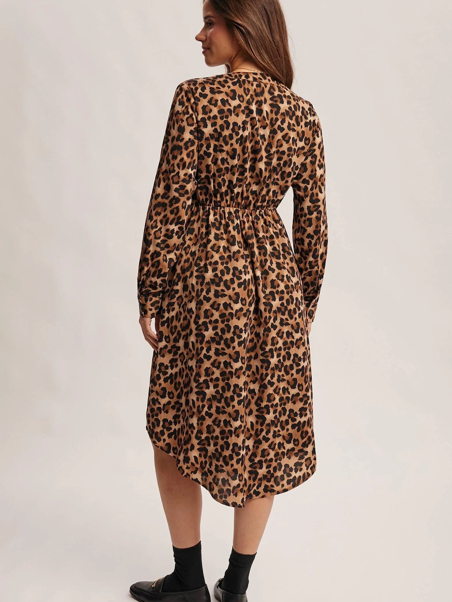 Wild Side Leopard Print Midi Shirt Dress & Duster-Women's Dresses-Shop Z & Joxa