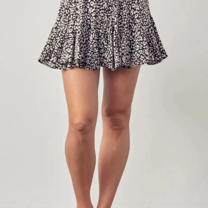 Wild Thing Black Animal Print Flowy Mini Skirt-Women's Skirts & Skorts-Shop Z & Joxa