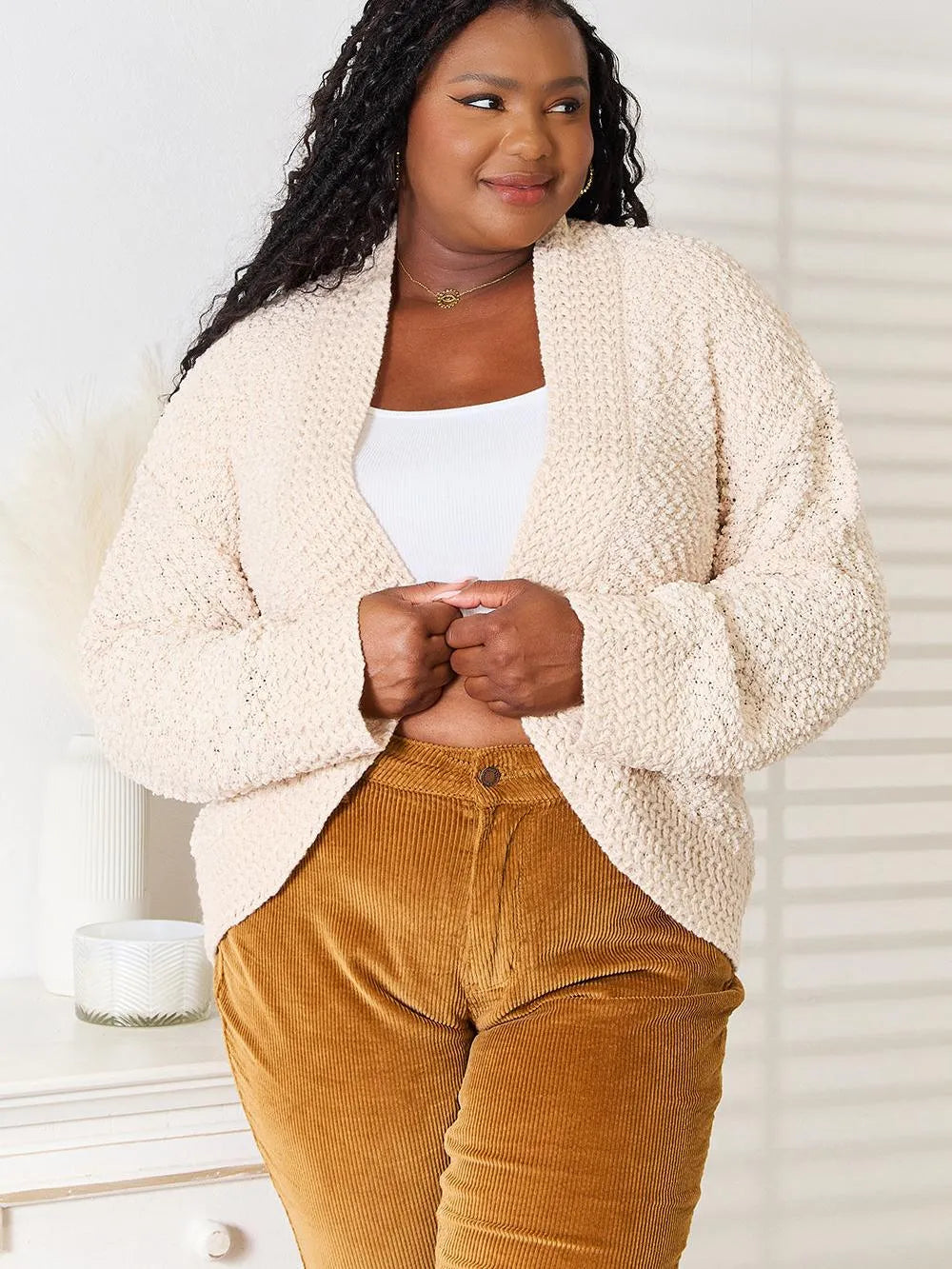 Wrap Star: Double Take Open-Front Long Sleeve Cardigan-Women's Shirts & Tops-Shop Z & Joxa