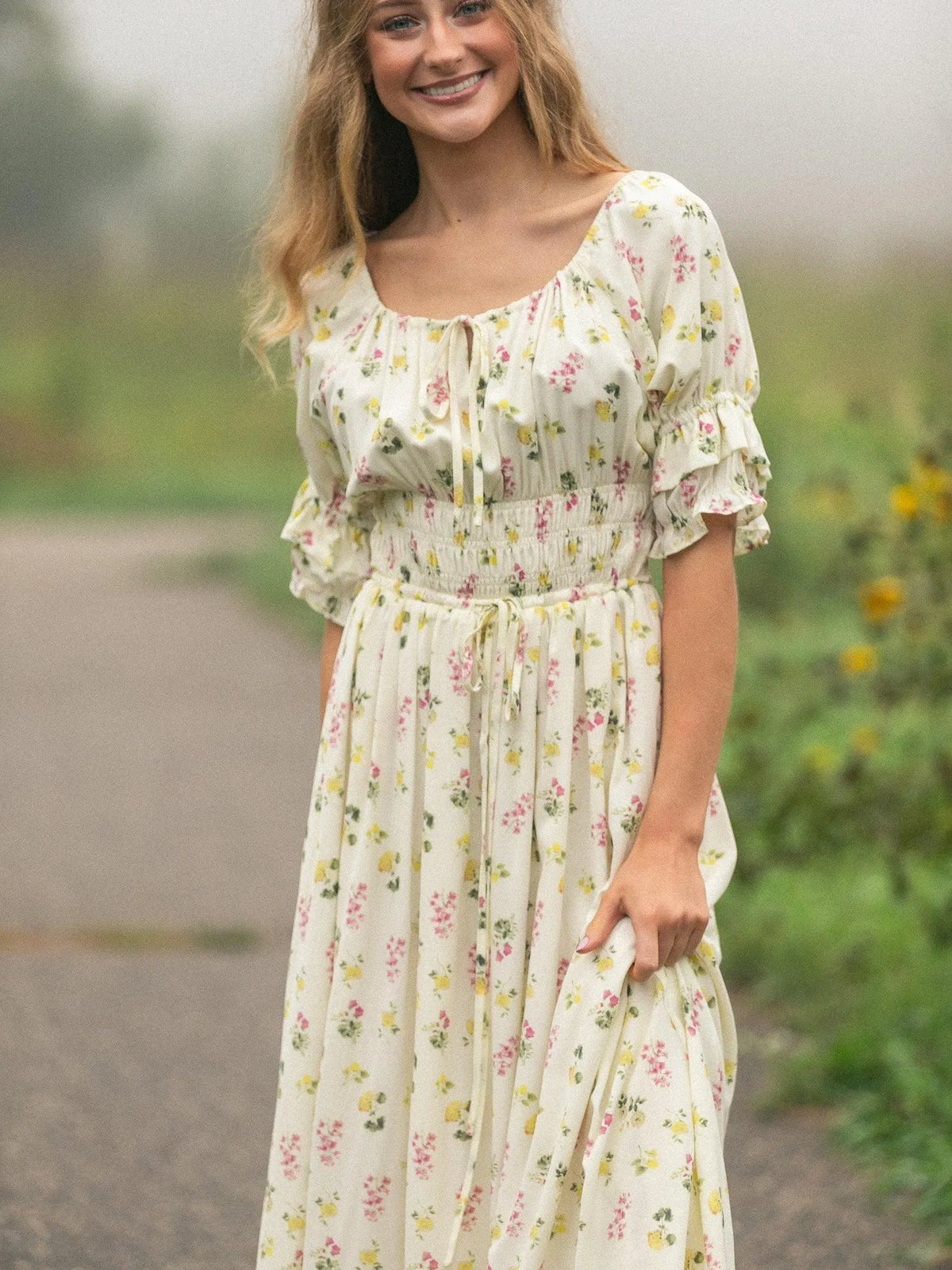Written in the Flowers Puff Sleeve Floral Maxi Dress-Women's Dresses-Shop Z & Joxa