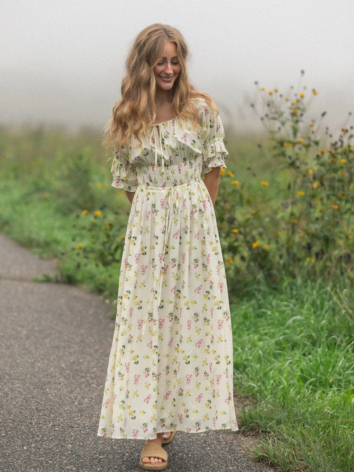 Written in the Flowers Puff Sleeve Floral Maxi Dress-Women's Dresses-Shop Z & Joxa