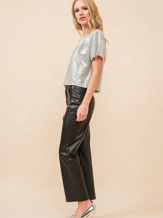 You are Magic Silver Metallic Cropped Sequin Top-Women's Shirts & Tops-Shop Z & Joxa