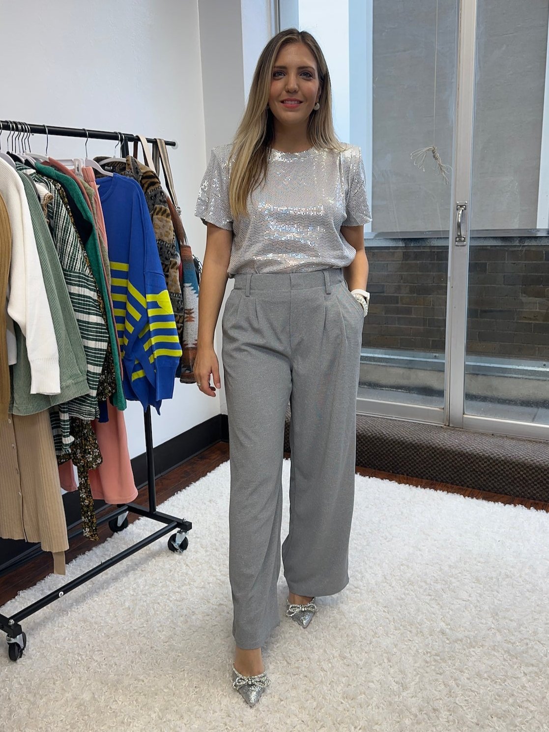 You are Magic Silver Metallic Cropped Sequin Top-Women's Shirts & Tops-Shop Z & Joxa