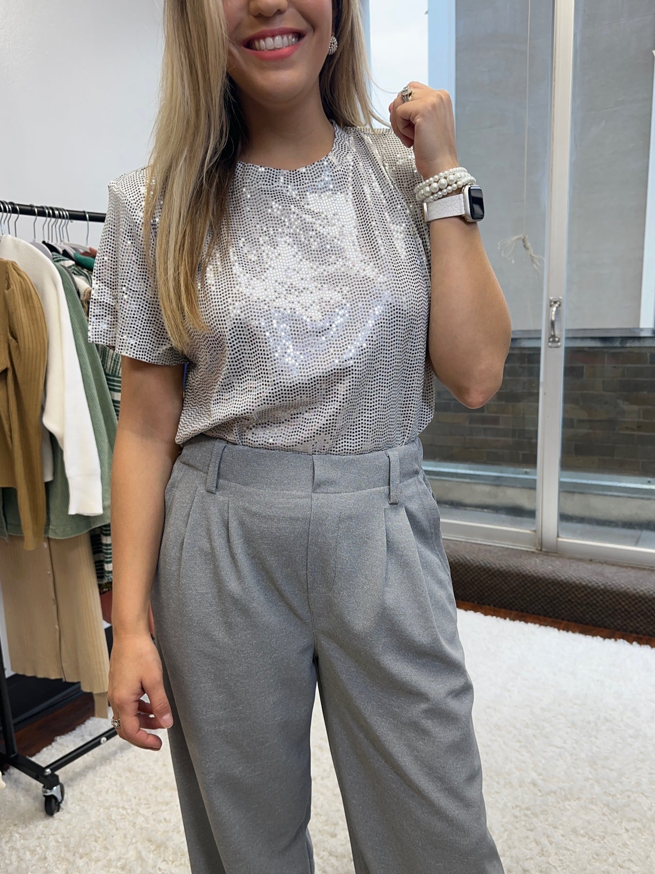 You are Magic Silver Metallic Cropped Sequin Top-Women's Shirts & Tops-Shop Z & Joxa