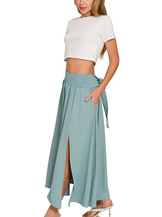 Zenana Make it Stylish Heavy Woven Cropped Tee & Skirt Set-Women's Sets-Shop Z & Joxa