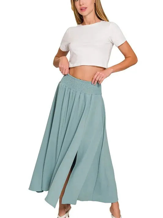 Zenana Make it Stylish Heavy Woven Cropped Tee & Skirt Set-Women's Sets-Shop Z & Joxa
