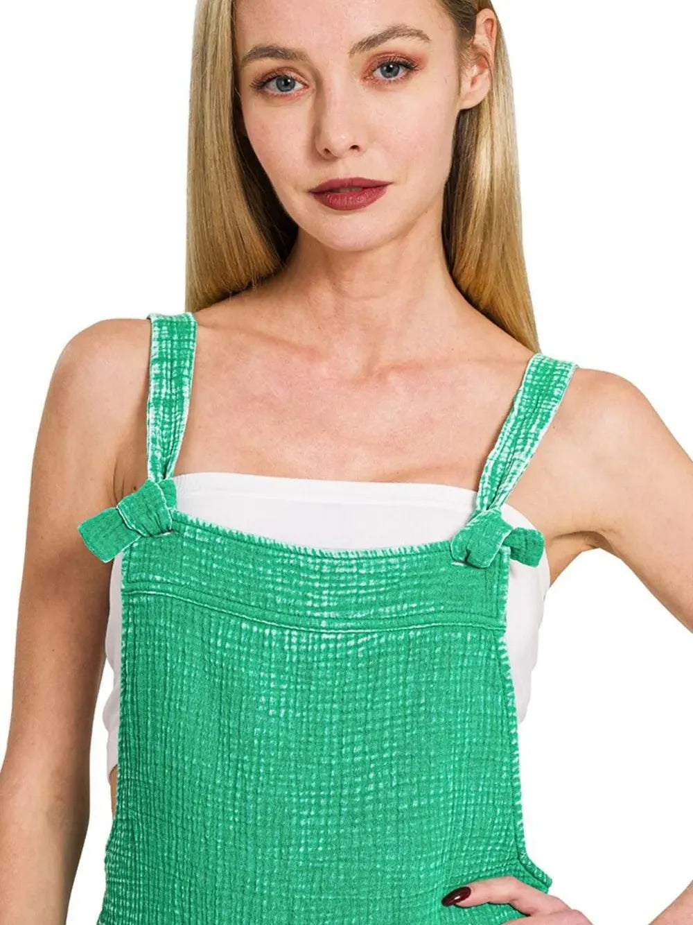 Zenana Mystic Green Acid Wash Romper-Women's Rompers-Shop Z & Joxa