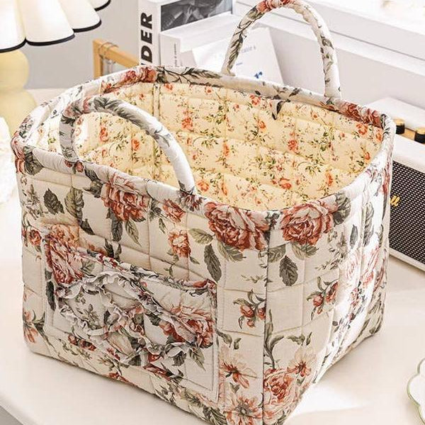 Carry It Cute Floral Quilted Storage Tote