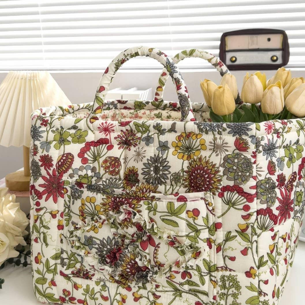 Carry It Cute Floral Quilted Storage Tote