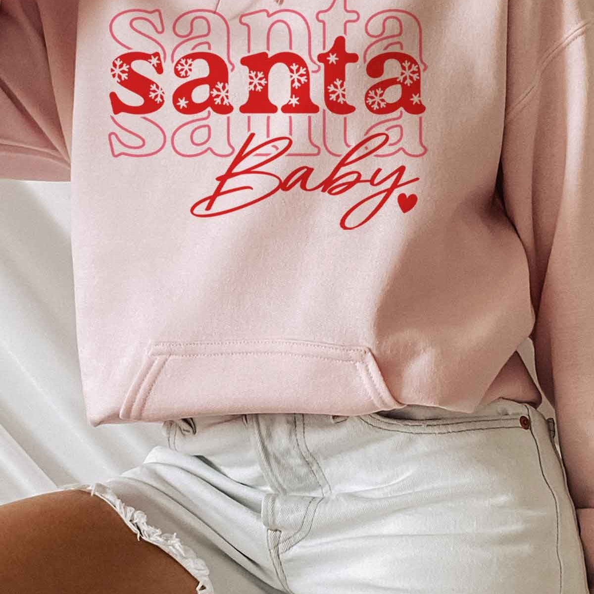 Santa Baby Graphic Christmas Hoodie-Women's Shirts & Tops-Shop Z & Joxa