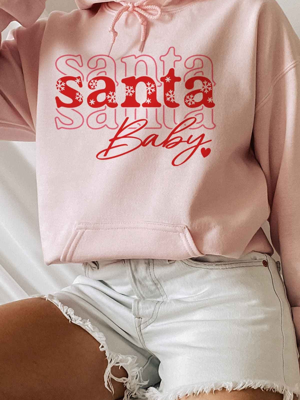 Santa Baby Graphic Christmas Hoodie-Women's Shirts & Tops-Shop Z & Joxa