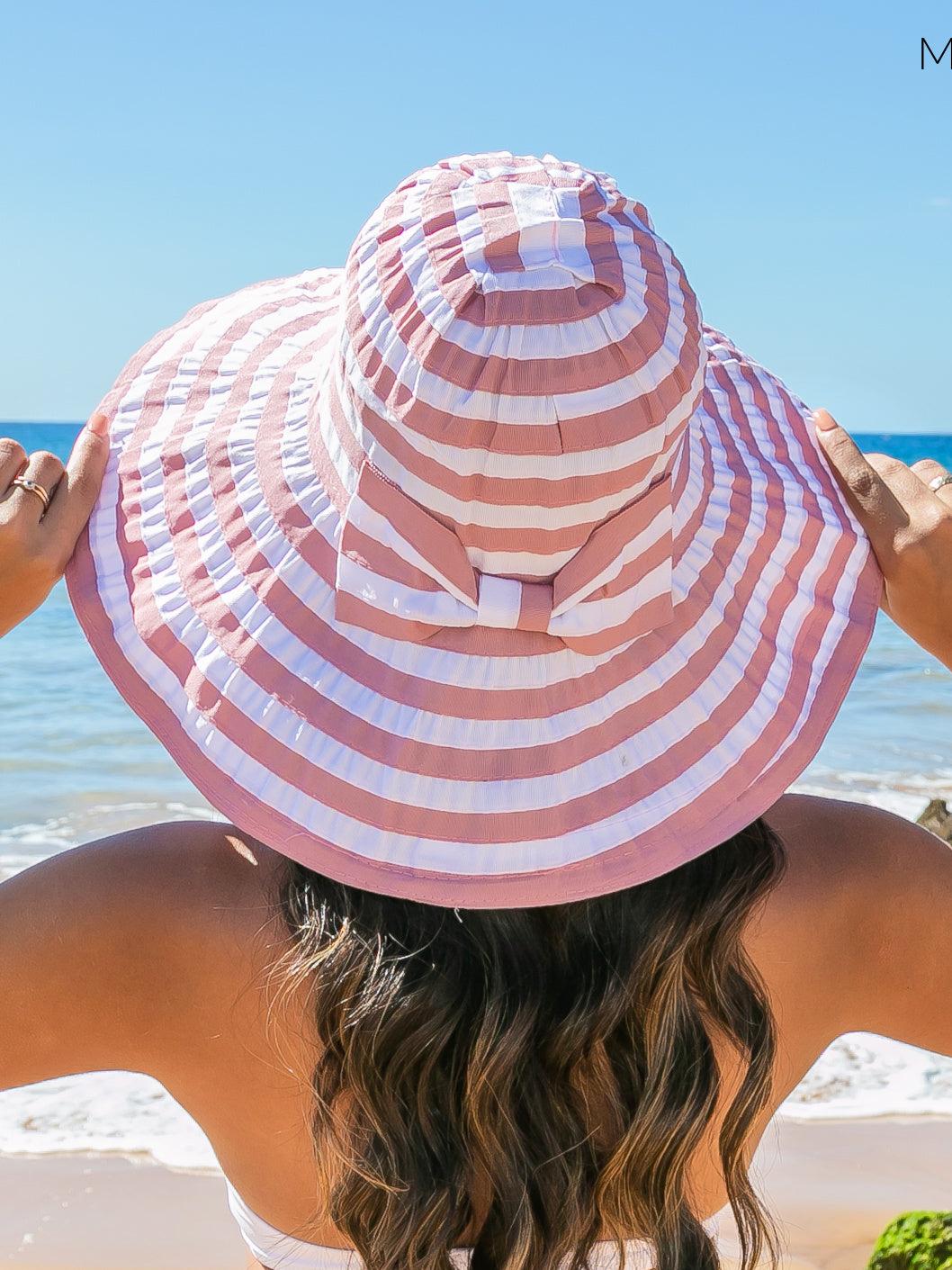 Bow Me Away Striped Bow Accent Sunhat