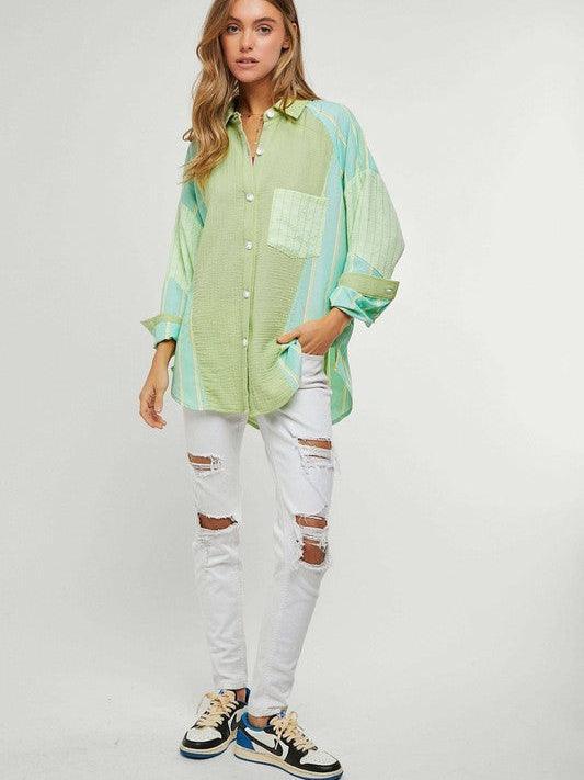 A Little Bit of Everything Button Up Long Sleeve Top - Z & Joxa Co.