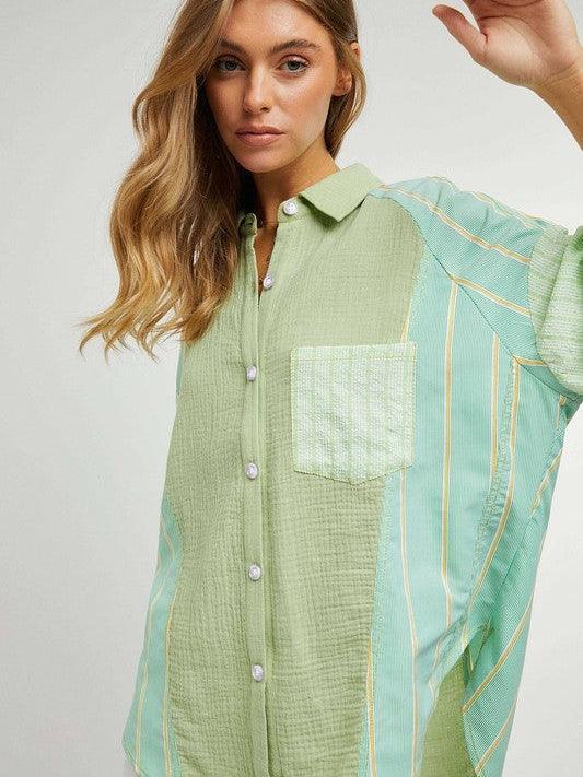 A Little Bit of Everything Button Up Long Sleeve Top - Z & Joxa Co.