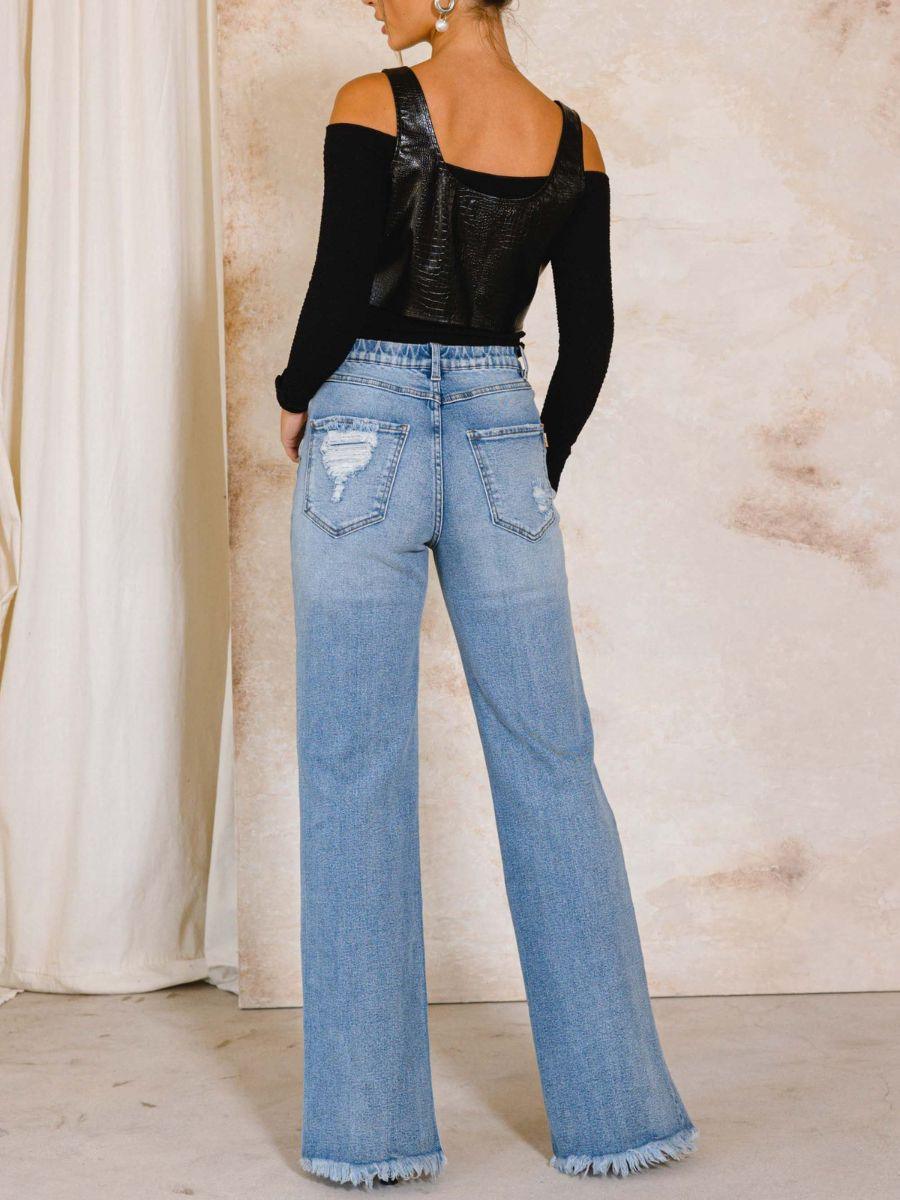 A Little Extra Distressed High Rise Wide Leg Jeans - Z & Joxa Co.