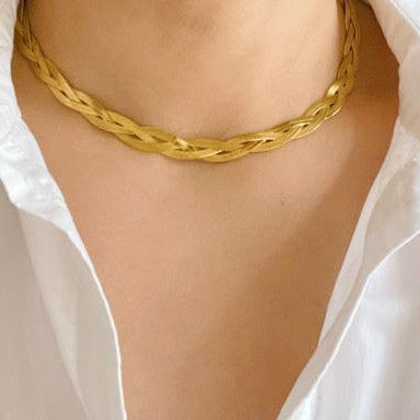 Add a Braid or Two Herringbone Braided Necklace-Women's Accessories-Shop Z & Joxa