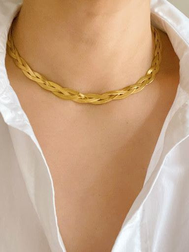 Add a Braid or Two Herringbone Braided Necklace-Women's Accessories-Shop Z & Joxa