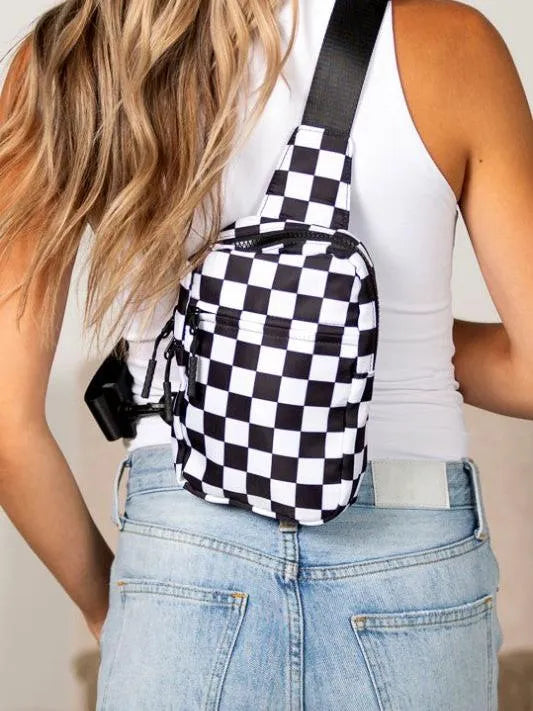 Aili's Corner Boardwalk Kenzie Checkered Backpack Sling Bag-Women's Accessories-Shop Z & Joxa