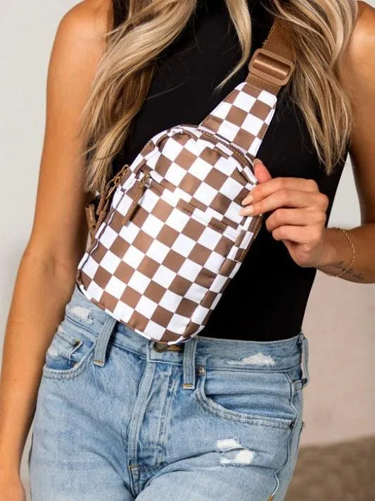 Aili's Corner Boardwalk Kenzie Checkered Backpack Sling Bag-Women's Accessories-Shop Z & Joxa