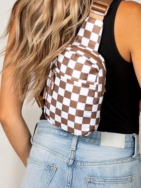 Aili's Corner Boardwalk Kenzie Checkered Backpack Sling Bag-Women's Accessories-Shop Z & Joxa