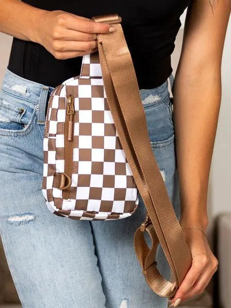 Aili's Corner Boardwalk Kenzie Checkered Backpack Sling Bag-Women's Accessories-Shop Z & Joxa