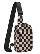 Aili's Corner Boardwalk Kenzie Checkered Backpack Sling Bag-Women's Accessories-Shop Z & Joxa