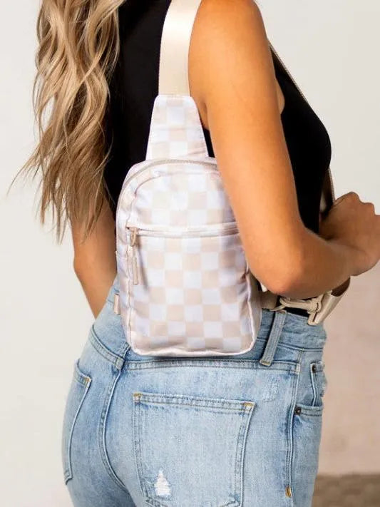 Aili's Corner Boardwalk Kenzie Checkered Backpack Sling Bag-Women's Accessories-Shop Z & Joxa