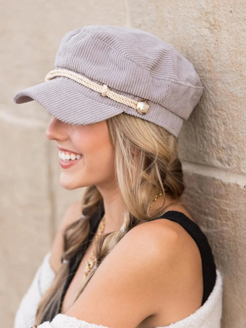 Aili's Corner Cord Crush Newsboy Cap-Women's Accessories-Shop Z & Joxa