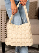 Aili's Corner Maya Luxe Basket Weave Puffer Tote-Women's Accessories-Shop Z & Joxa