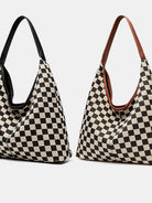 Aili's Corner Metro Check Mixed Media Hobo Bag-Women's Accessories-Shop Z & Joxa