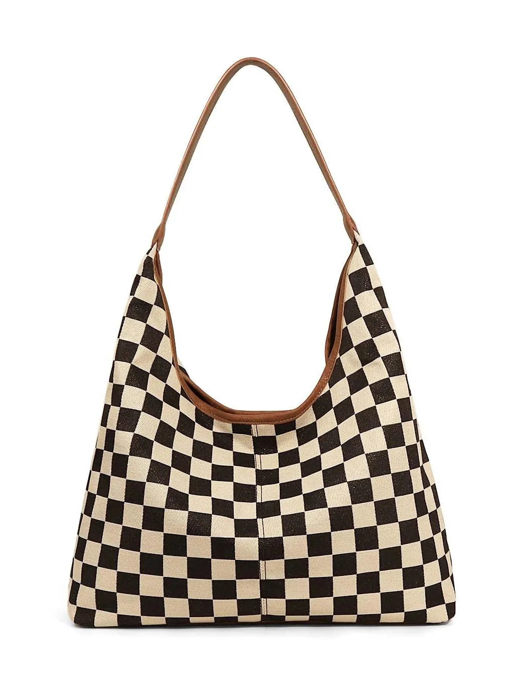 Aili's Corner Metro Check Mixed Media Hobo Bag-Women's Accessories-Shop Z & Joxa