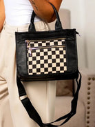 Aili's Corner Modern Mosaic Jordan Checkered Accent Tote-Women's Accessories-Shop Z & Joxa