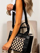 Aili's Corner Modern Mosaic Jordan Checkered Accent Tote-Women's Accessories-Shop Z & Joxa