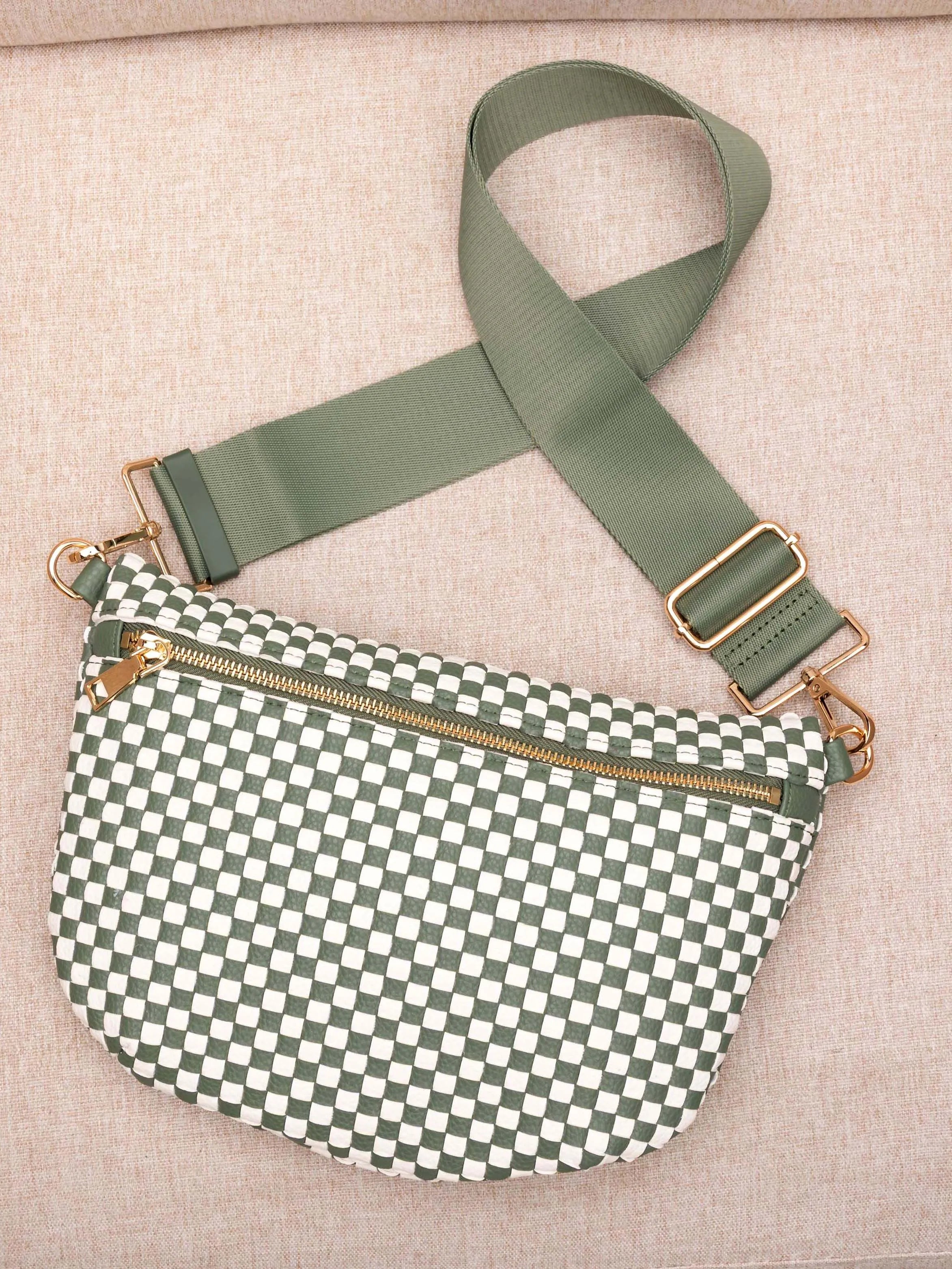 Aili's Corner On the Move Layla Woven Check Crossbody Bag-Women's Accessories-Shop Z & Joxa